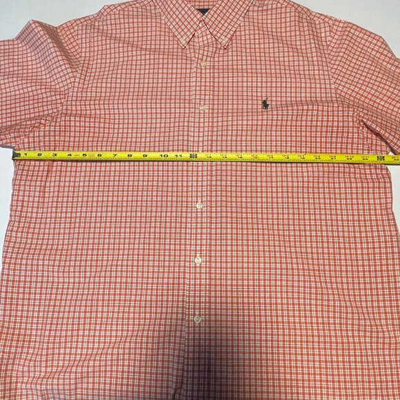 Ralph Lauren Men's Orange/White Plaid Cotton Button-Down Shirt with Logo, XL - Picture 12 of 13